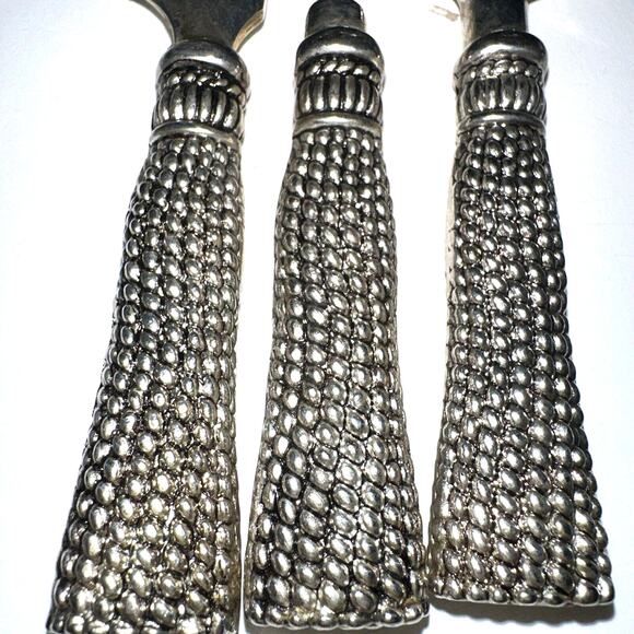 vintage silver plated set Of 3 Charcuterie appetizer rope and tassel style ￼ - Picture 4 of 5